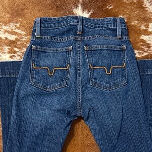 Kimes Ranch Dark Blue Flare Jeans with Gold Stitching